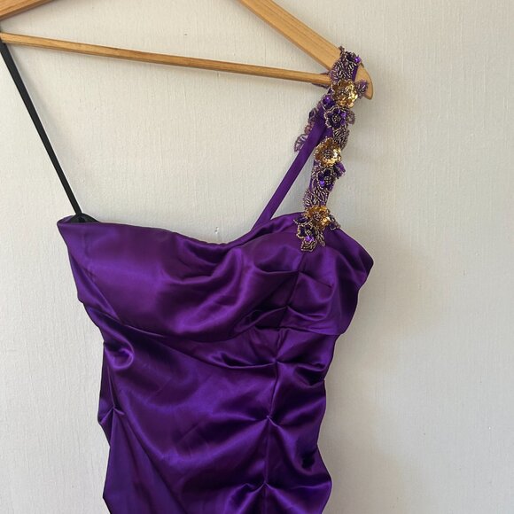 Blondie Nites Formal Dress Womens Size 3 Purple Jeweled One Shouler 90s Cruise - Picture 2 of 8